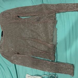 Shimmering Silver Long Sleeve Top